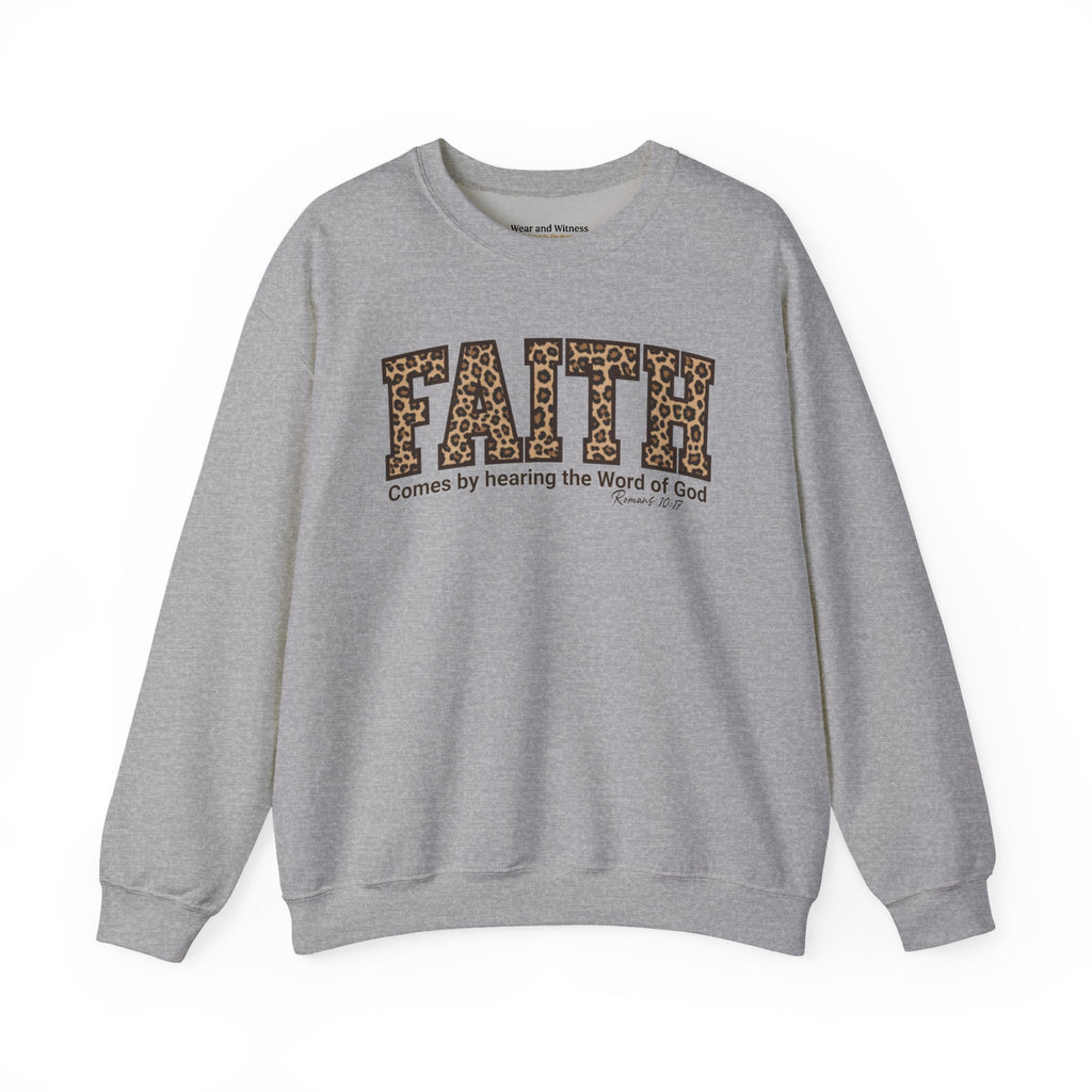 "Faith" Leopard Print Graphic Crewneck Sweatshirt
