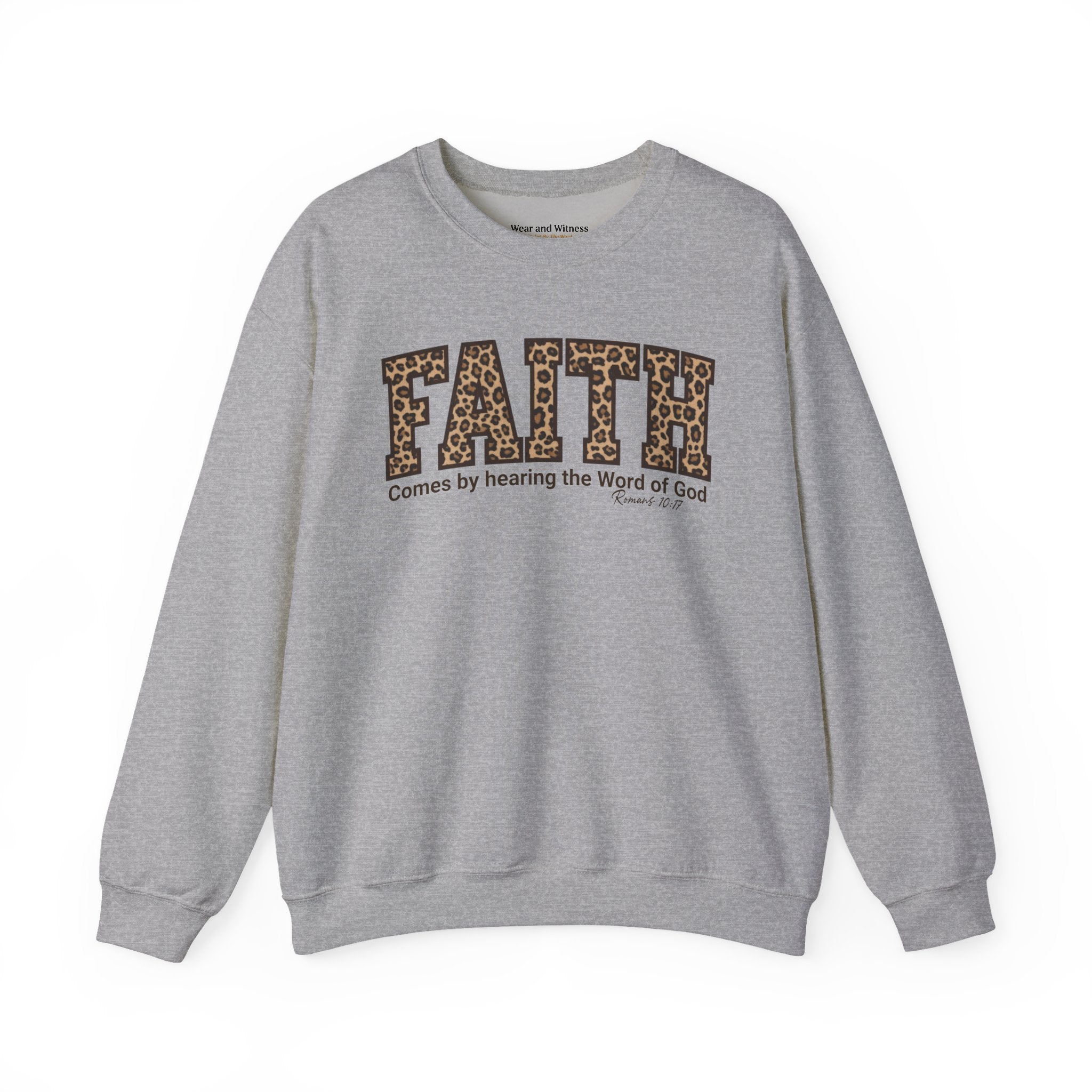 "Faith" Leopard Print Graphic Crewneck Sweatshirt