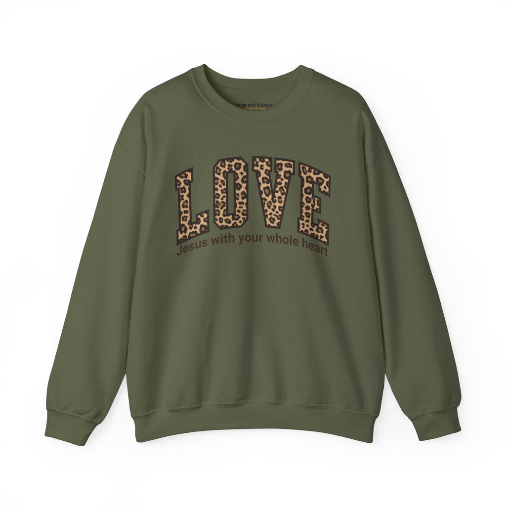 "LOVE" Leopard Graphic Sweatshirt