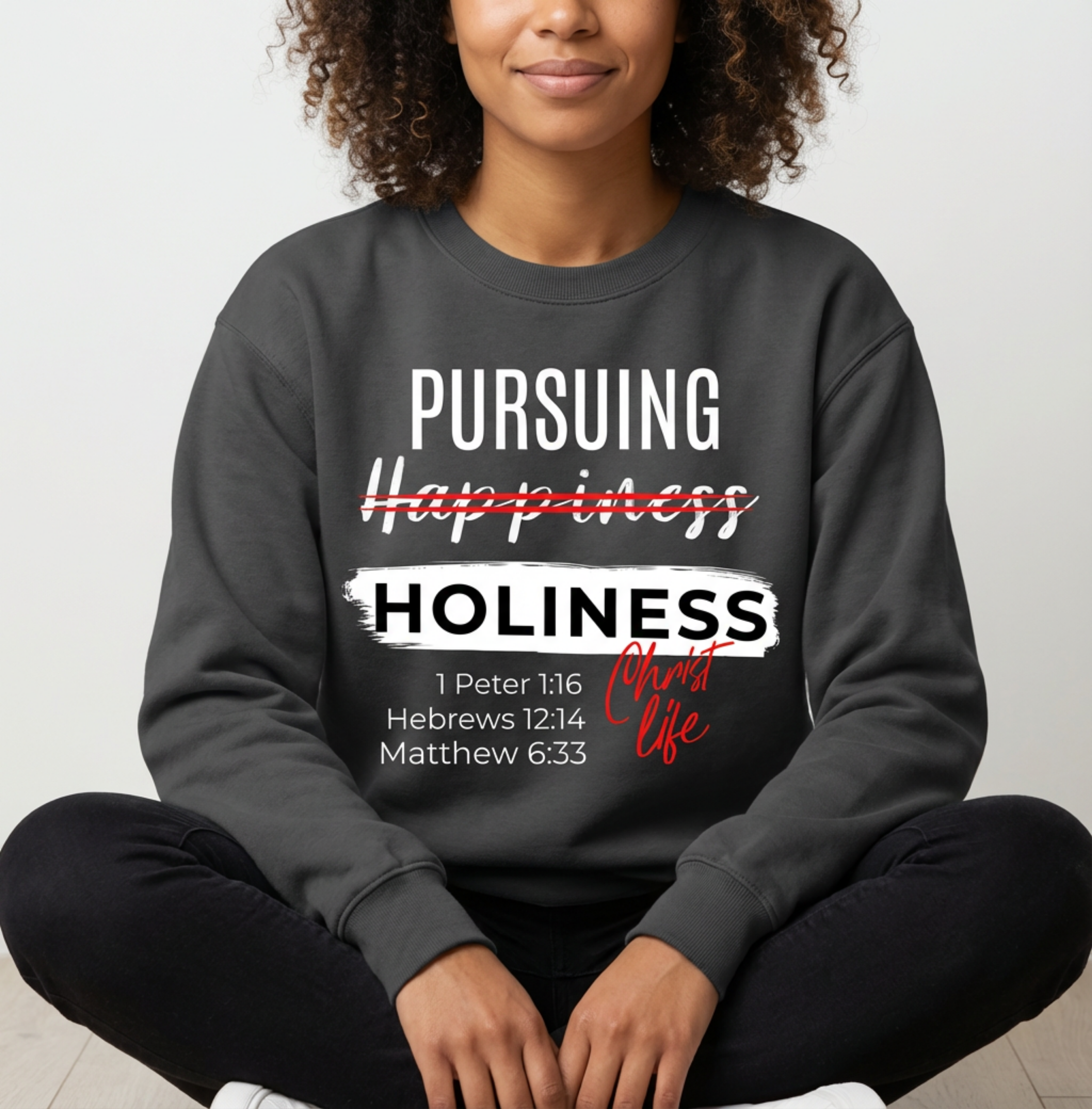 "Holiness" Faith Graphic Crewneck Sweatshirt