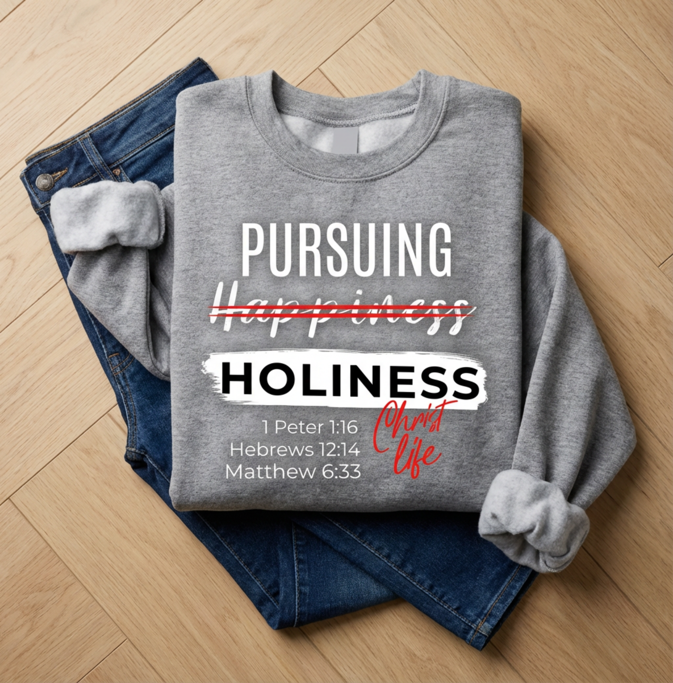 "Holiness" Faith Graphic Crewneck Sweatshirt