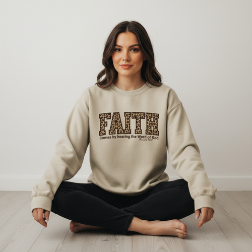 "Faith" Leopard Print Graphic Crewneck Sweatshirt