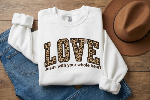 "LOVE" Leopard Graphic Sweatshirt