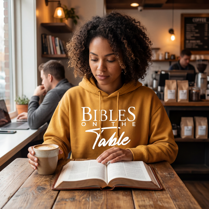Bibles On The Table Hoodie — Christian Faith Graphic Pullover