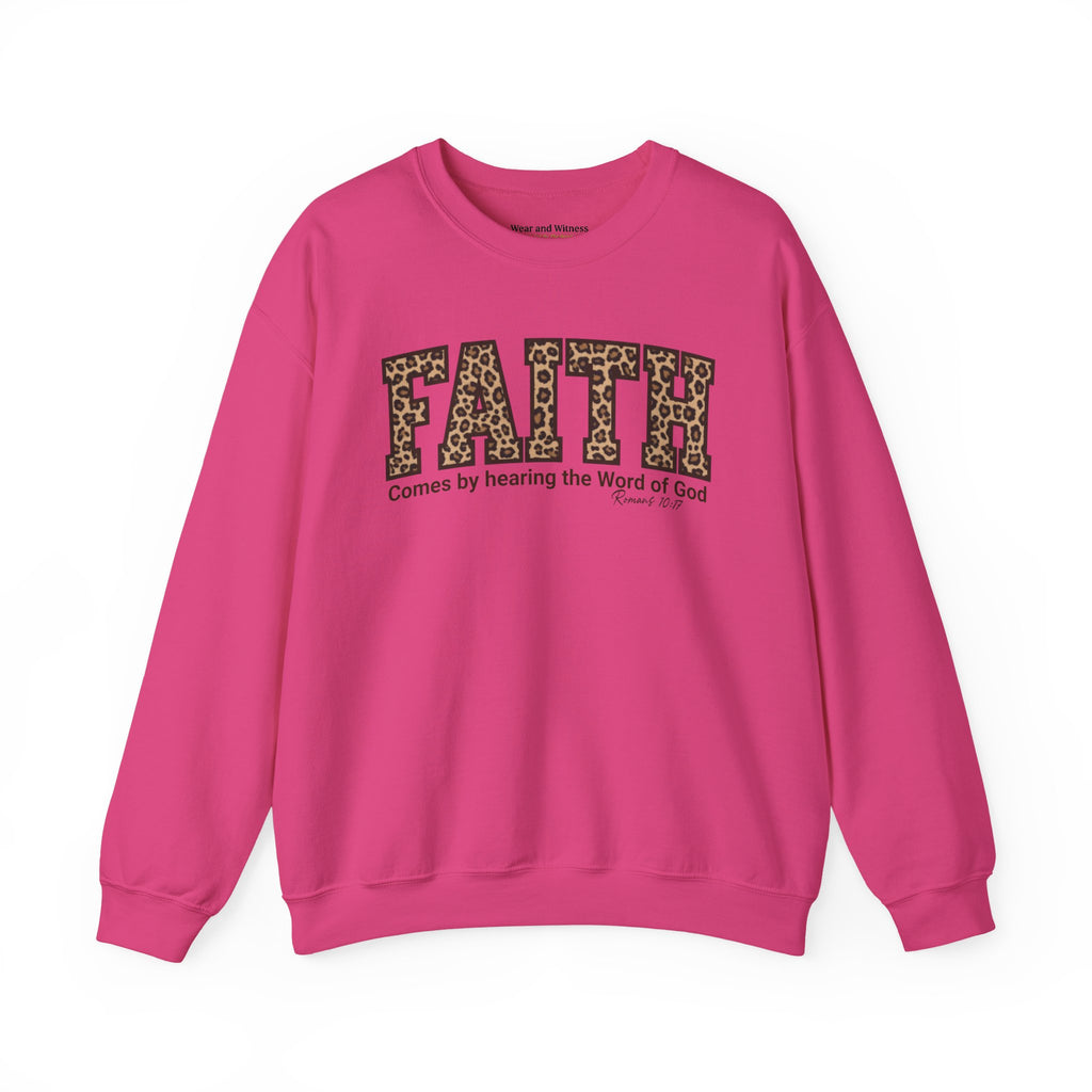 "Faith" Leopard Print Graphic Crewneck Sweatshirt