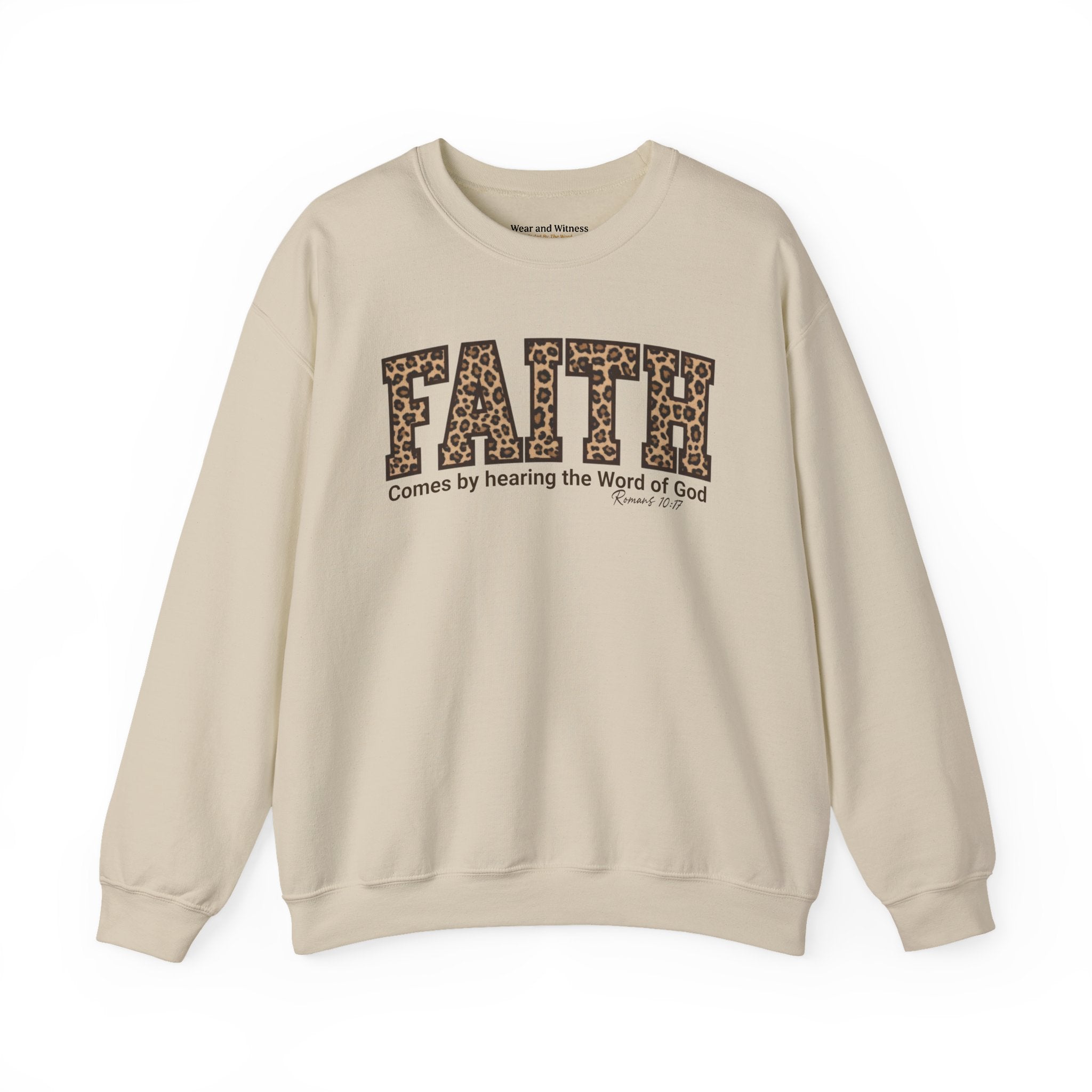 "Faith" Leopard Print Graphic Crewneck Sweatshirt