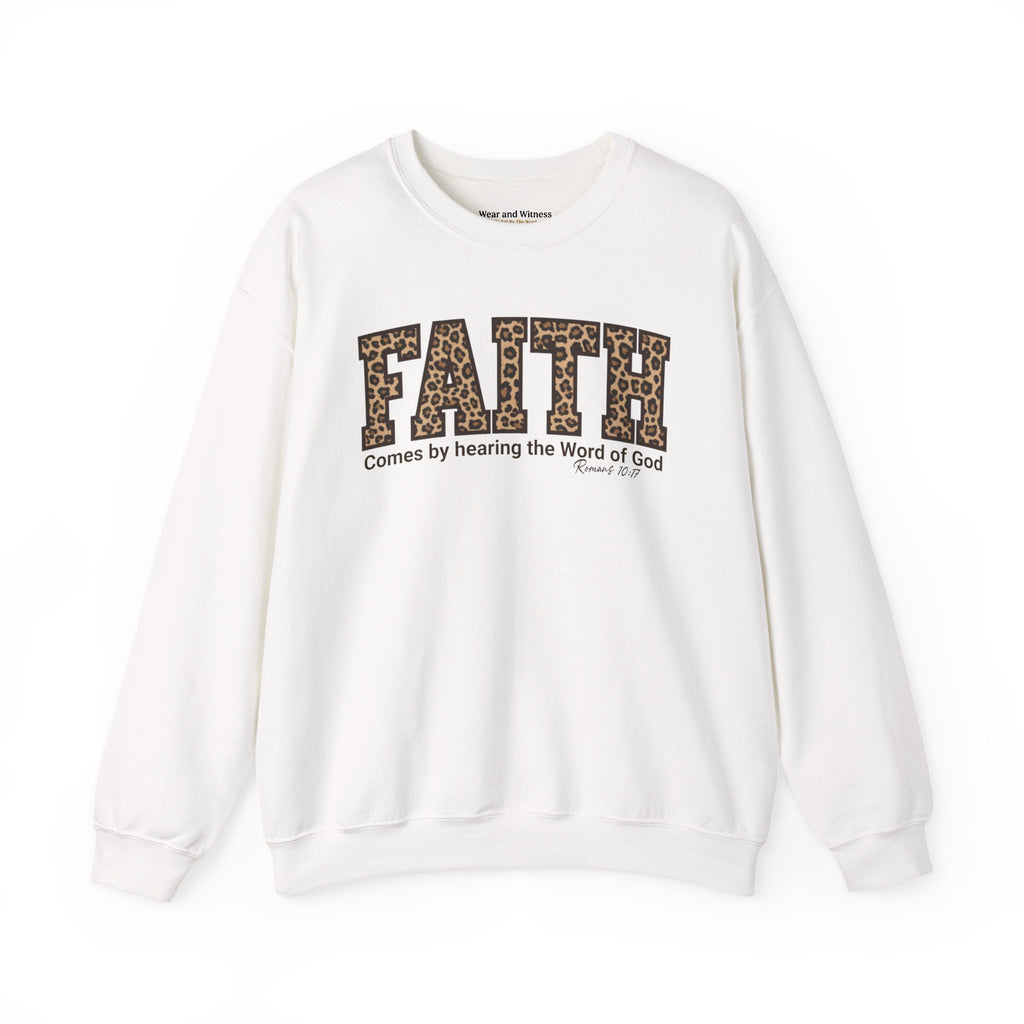 "Faith" Leopard Print Graphic Crewneck Sweatshirt